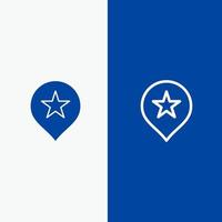 Position starren Navigationslinie und Glyphe solides Symbol blaues Banner Linie und Glyphe solides Symbol blaues Banner vektor