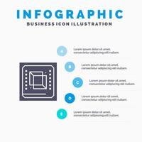 Chip Computer CPU Hardware Prozessor festes Symbol Infografiken 5 Schritte Präsentationshintergrund vektor