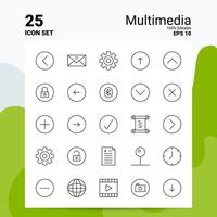 25 Multimedia-Icon-Set 100 bearbeitbare eps 10 Dateien Business-Logo-Konzept-Ideen-Line-Icon-Design vektor