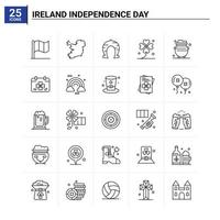 25 Irland-Unabhängigkeitstag-Icon-Set Vektorhintergrund vektor