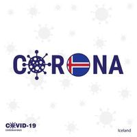 island coronavirus typografie covid19 country banner bleib zu hause bleib gesund achte auf deine eigene gesundheit vektor