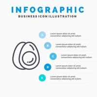 Ei Eier Urlaub Ostern Liniensymbol mit 5 Schritten Präsentation Infografiken Hintergrund vektor