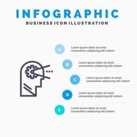 kognitiv bearbeta sinne huvud linje ikon med 5 steg presentation infographics bakgrund vektor