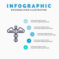 medizinisches Symbol Herzgesundheitslinie Symbol mit 5 Schritten Präsentation Infografiken Hintergrund vektor