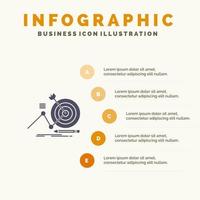 Ziel Erfolg Ziel Fokus festes Symbol Infografiken 5 Schritte Präsentationshintergrund vektor