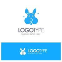 kanin påsk kanin blå fast logotyp med plats för Tagline vektor