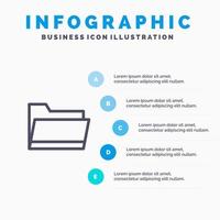 Ordner öffnen Datenspeicher Liniensymbol mit 5 Schritten Präsentation Infografiken Hintergrund vektor