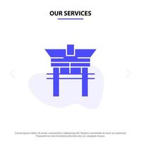 vår tjänster Port bro Kina kinesisk fast glyf ikon webb kort mall vektor