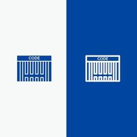 Barcode-Barcode-Einkaufszeile und Glyphe solides Symbol blaues Banner vektor