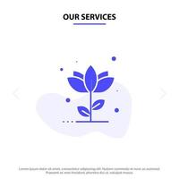 unsere dienstleistungen flora floral blume natur rose solide glyph icon web card template vektor