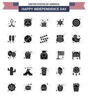 25 fast glyf tecken för USA oberoende dag män stjärna dag polis oberoende redigerbar USA dag vektor design element