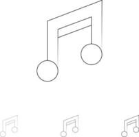 app grundläggande design mobil musik djärv och tunn svart linje ikon uppsättning vektor