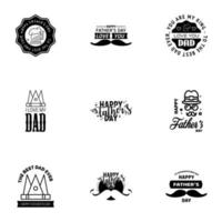 Liebe dich Papa Kartendesign für glücklichen Vatertag Typografie-Sammlung 9 schwarzes Design editierbare Vektordesign-Elemente vektor