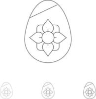 dekoration påsk påsk ägg ägg djärv och tunn svart linje ikon uppsättning vektor