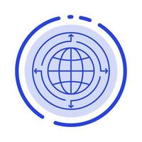 klot företag kommunikation förbindelse global värld blå prickad linje linje ikon vektor