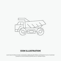 lastbil trailer transport konstruktion linje ikon vektor