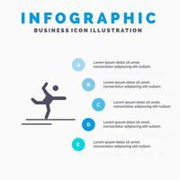 Athlet Gymnastik beim Dehnen solider Symbol Infografiken 5 Schritte Präsentationshintergrund vektor