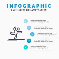 idrottare gymnastik utför stretching linje ikon med 5 steg presentation infographics bakgrund vektor