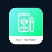 cap bildung abschluss mobile bleistift mobile app button android und ios line version vektor