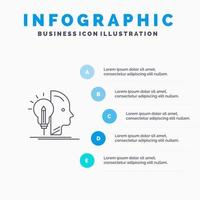användare sinne framställning programmering linje ikon med 5 steg presentation infographics bakgrund vektor