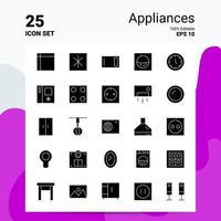 25 Appliances Icon Set 100 bearbeitbare Eps 10 Dateien Business Logo Konzept Ideen solides Glyphen-Icon-Design vektor