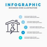 Haus Energie Power Line Symbol mit 5 Schritten Präsentation Infografiken Hintergrund vektor