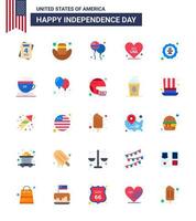 platt packa av 25 USA oberoende dag symboler av Örn fågel flyga amerikan amerikan redigerbar USA dag vektor design element