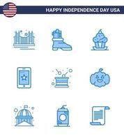 9 usa blau zeichen unabhängigkeitstag feier symbole von irland telefon amerikanisch mobile süße editierbare usa tag vektor design elemente