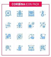 covid19 Corona-Virus-Kontaminationsprävention blaues Symbol 25 Pack wie Handpflege Temperatur Coronavirus Medizin Virus virales Coronavirus 2019nov Krankheitsvektor-Designelemente vektor