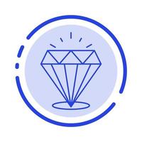 Diamant Glanz teuer Stein blau gepunktete Linie Symbol Leitung vektor