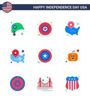 Stock Vector Icon Pack von American Day 9 Line Zeichen und Symbolen für Kürbiszeichen Staaten Star Men editierbare Usa Day Vektor Design Elemente