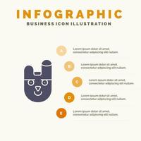 Tier Hasengesicht Kaninchen festes Symbol Infografiken 5 Schritte Präsentationshintergrund vektor