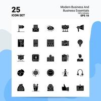 25 moderne Business- und Business-Essentials-Icon-Set 100 bearbeitbare eps 10-Dateien Business-Logo-Konzeptideen solides Glyphen-Icon-Design vektor