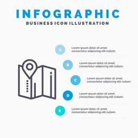 plats Karta stift hotell blå infographics mall 5 steg vektor linje ikon mall