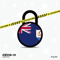 anguilla lock down lock coronavirus pandemie bewusstseinsvorlage covid19 lock down design vektor
