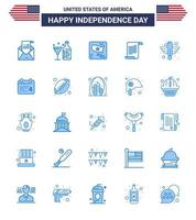 Happy Independence Day Pack mit 25 Blues-Zeichen und Symbolen für die USA-Textflasche Dateikarte editierbare USA-Tag-Vektordesign-Elemente vektor