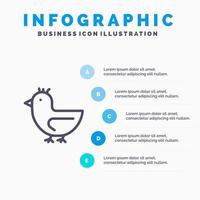 Anka gås svan vår linje ikon med 5 steg presentation infographics bakgrund vektor