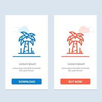 Palme Brasilien Blau und Rot Web-Widget-Kartenvorlage herunterladen und jetzt kaufen vektor
