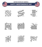 Usa Happy Independence DayPiktogrammsatz aus 9 einfachen Linien von Usa-Landmedaillen-Eingangssalon editierbare Usa-Tag-Vektordesign-Elemente vektor