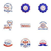 Happy Fathers Day Greeting Card 9 Blaue und rote Happy Fathers Day Card Vintage Retro Type Font editierbare Vektordesign-Elemente vektor