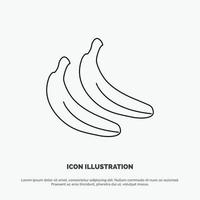 Bananen-Lebensmittel-Obst-Linie-Symbol-Vektor vektor