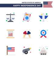 Stock Vektor Icon Pack von American Day 9 Zeilenzeichen und Symbolen für Eiscreme American American Text State editierbare Usa Day Vektor Design Elemente