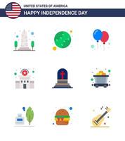 9 USA platt packa av oberoende dag tecken och symboler av död station förenad polis fest redigerbar USA dag vektor design element