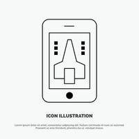 spel spelar mobil smartphone vektor linje ikon