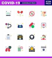 covid19 skydd coronavirus hängande 16 platt Färg ikon uppsättning sådan som människor sjukvård bakterie hosta forskare viral coronavirus 2019 nov sjukdom vektor design element