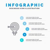 mål dart mål lösning Glödlampa aning linje ikon med 5 steg presentation infographics bakgrund vektor