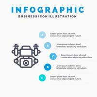 verkan kamera teknologi linje ikon med 5 steg presentation infographics bakgrund vektor