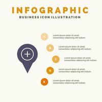 plats Karta navigering stift plus fast ikon infographics 5 steg presentation bakgrund vektor