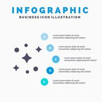 Galaxie Weltraumsterne festes Symbol Infografiken 5 Schritte Präsentationshintergrund vektor