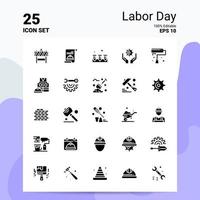 25 Tag der Arbeit Icon-Set 100 bearbeitbare Eps 10 Dateien Business-Logo-Konzept-Ideen solides Glyphen-Icon-Design vektor